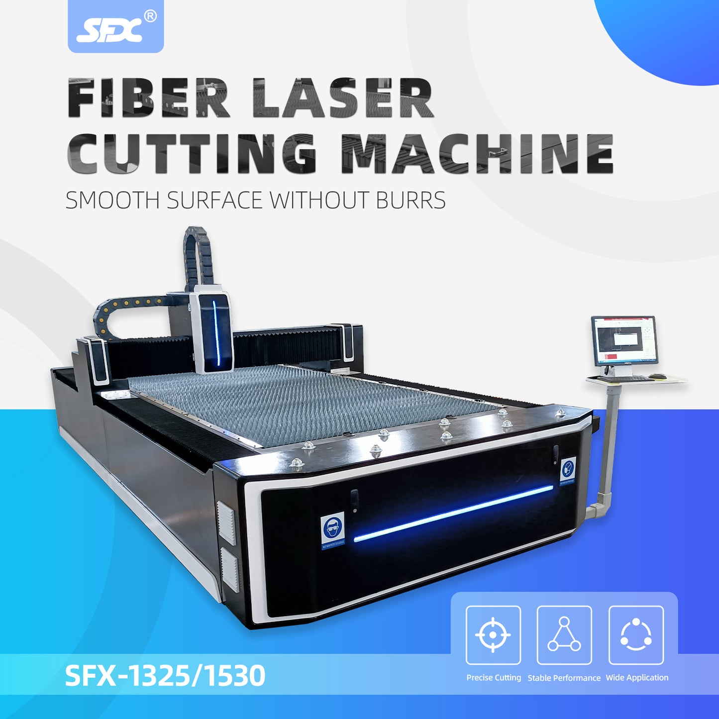 Fiber Laser Cutting Machine Sheet Metal High Precision Laser Cutting Engraving Machine with1500*3000mm Workbed SFX-1530