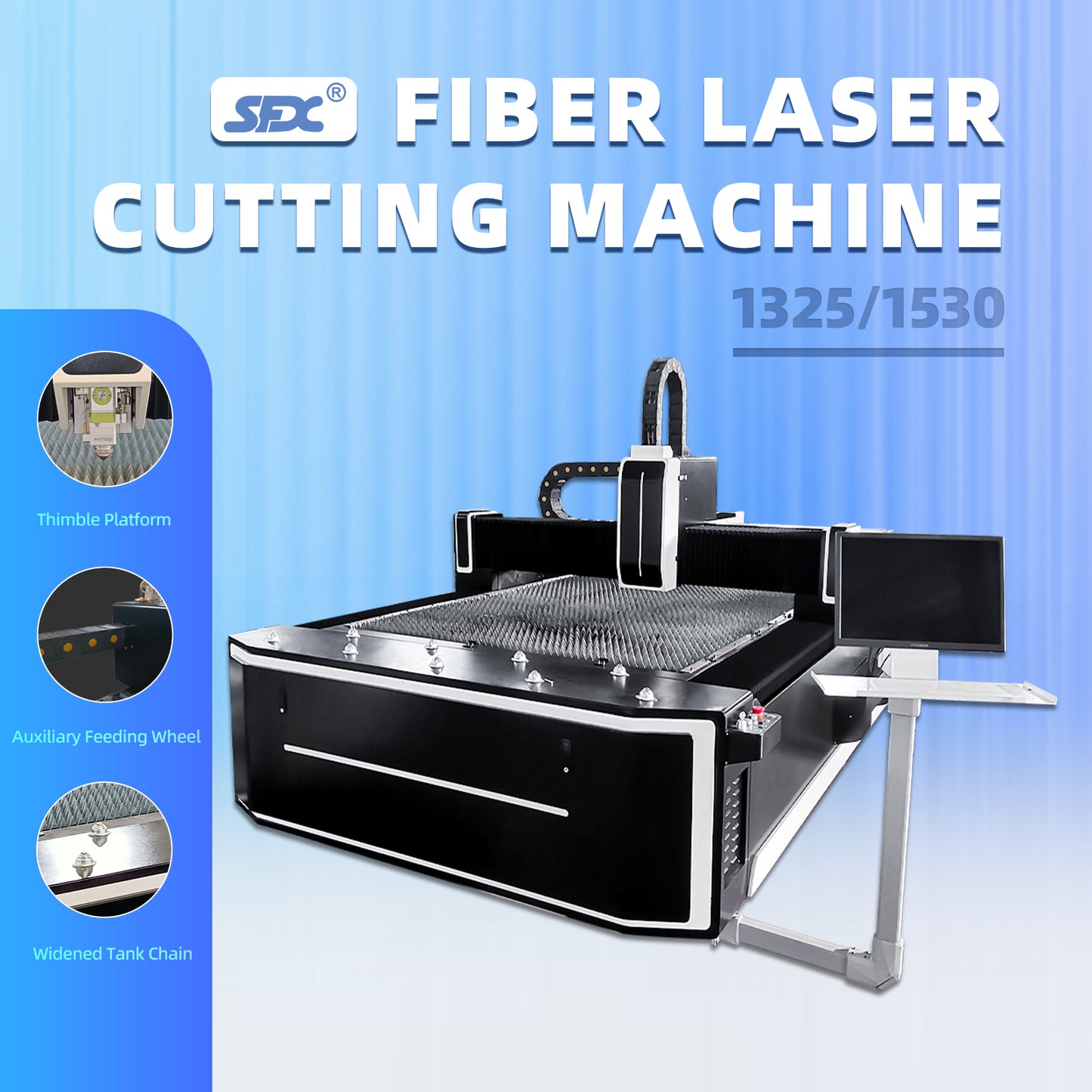 Fiber Laser Cutting Machine Sheet Metal High Precision Laser Cutting Engraving Machine with1500*3000mm Workbed SFX-1530