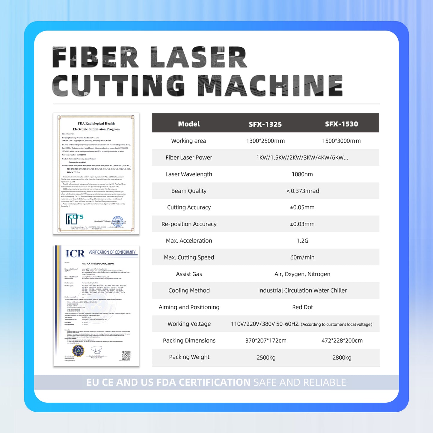 Fiber Laser Cutting Machine Sheet Metal High Precision Laser Cutting Engraving Machine with1500*3000mm Workbed SFX-1530