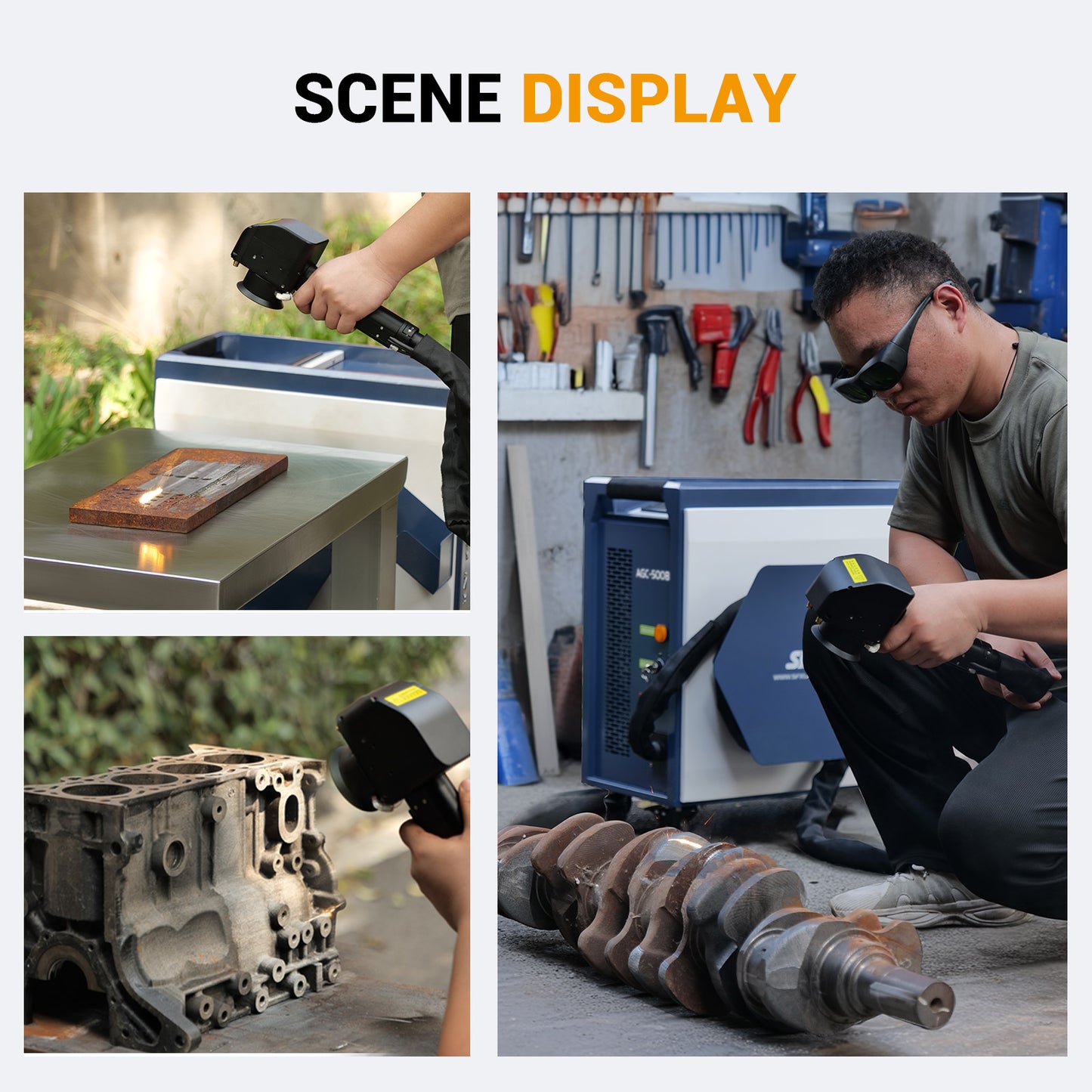 SFX 300W 500W Intelligent Interconnection Portable Air-cooled Pulse Laser Cleaning Machine Metal Wood Rust Paint Oil Oxide Layer Remover