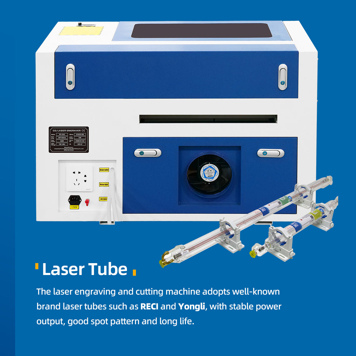 US Stock RUIDA 50W CO2 Laser Engraver Cutter 16"*16" Engraving Machine with 40*40cm Working Table