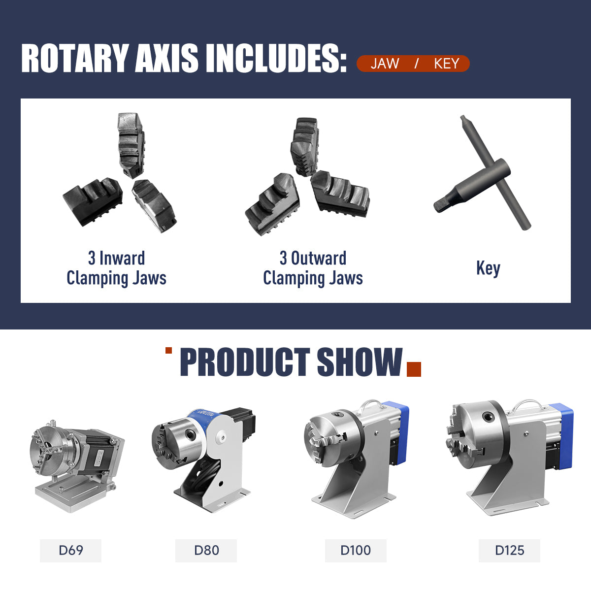 SFX Three-Jaw Rotary Chuck Rotary Axis for Fiber Laser Marking Machine D80 D100 D125