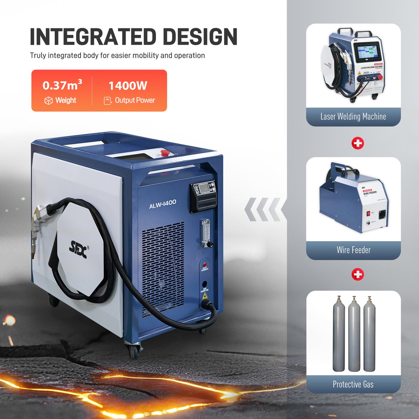 SFX 1400W Handheld Laser Welding Machine Built-in Wire Feeder Self-generated Shielding Gas