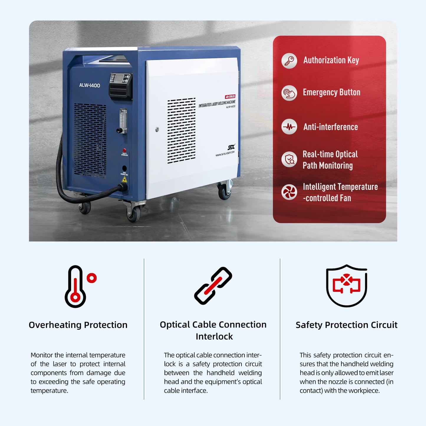 SFX 1400W Handheld Laser Welding Machine Built-in Wire Feeder Self-generated Shielding Gas