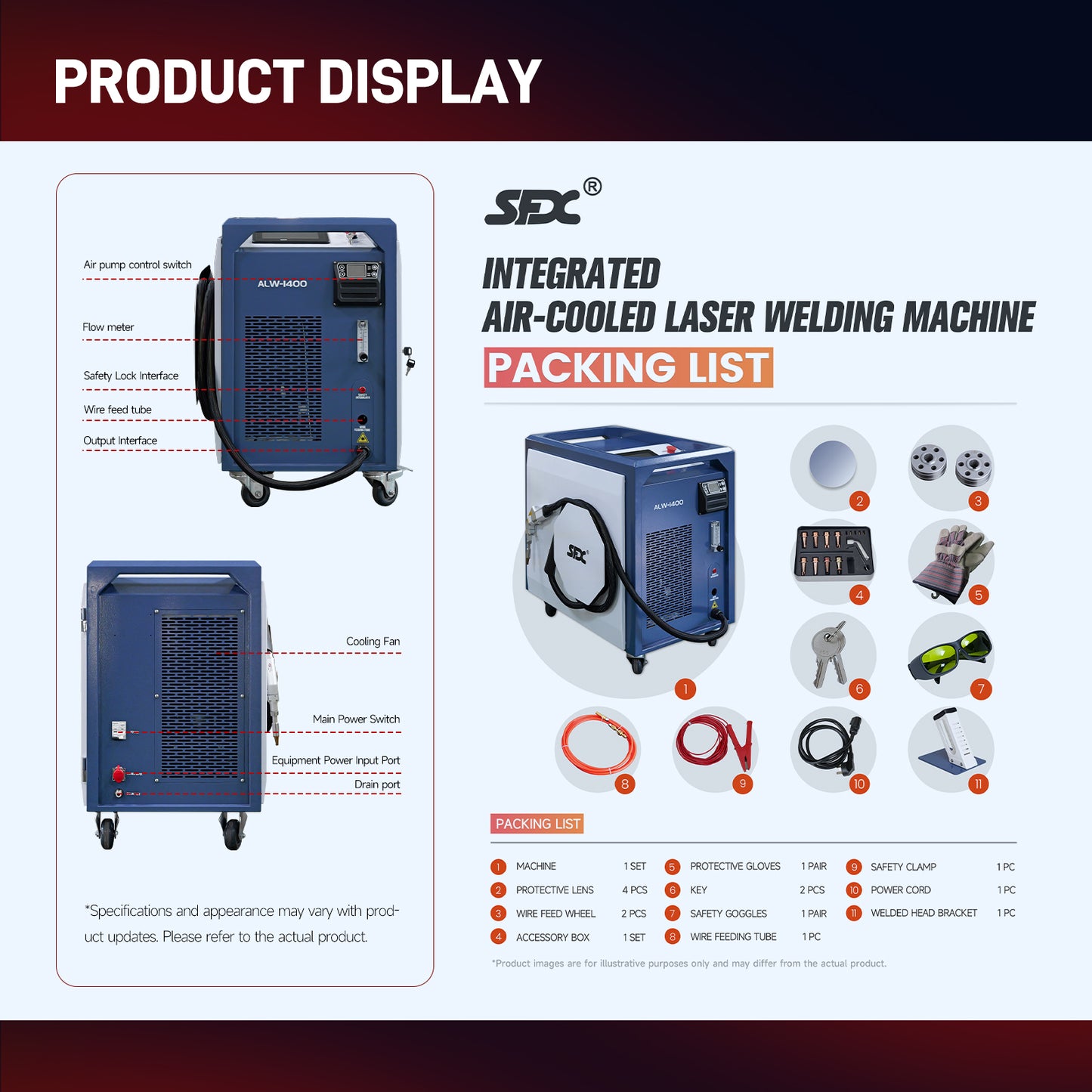 SFX 1400W Handheld Laser Welding Machine Built-in Wire Feeder Self-generated Shielding Gas
