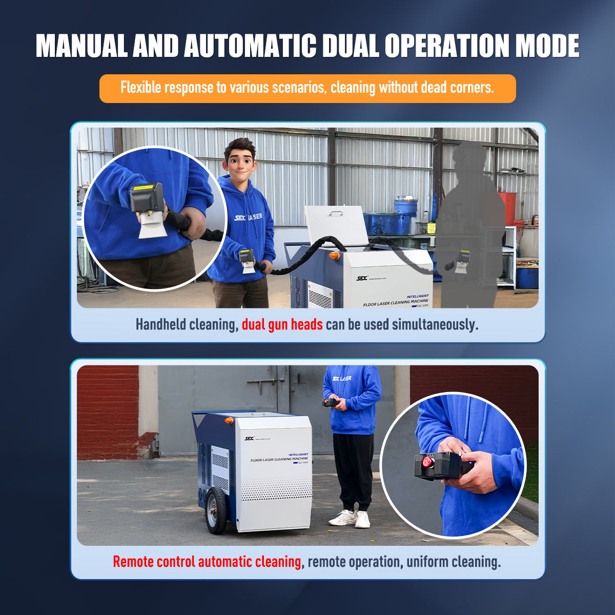 SFX 3000W Intelligent Self-propelled Floor Laser Cleaning Machine Metal Deck Concrete Stone Floor Large Steel Plate Oil Rust Paint Oxide Layer Removal