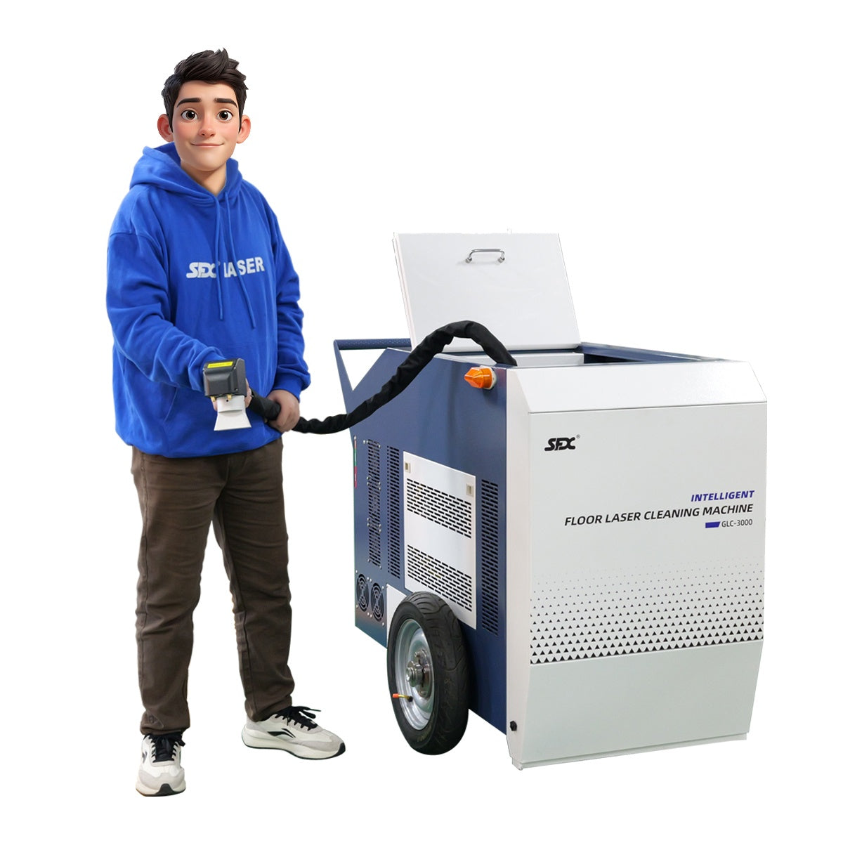SFX 3000W Intelligent Self-propelled Floor Laser Cleaning Machine Metal Deck Concrete Stone Floor Large Steel Plate Oil Rust Paint Oxide Layer Removal