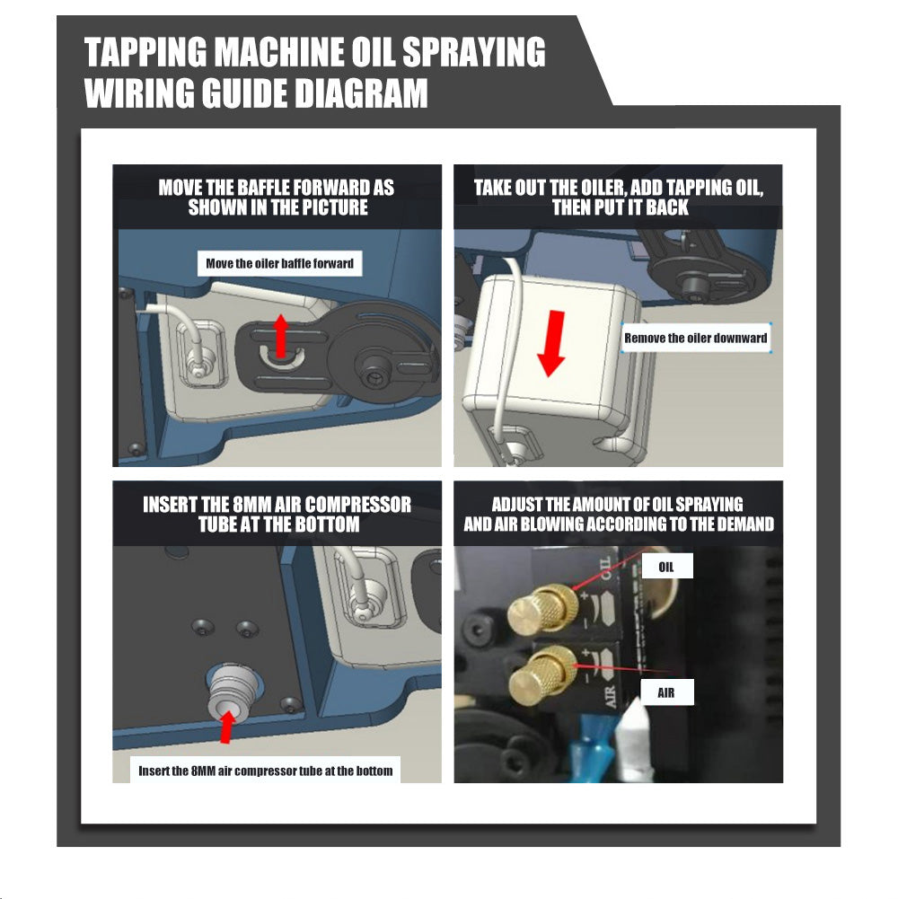 Oil Spraying Function Electric Tapping Arm Machine Universal Flexible Arm M16R M24HR M30R M36R M48R