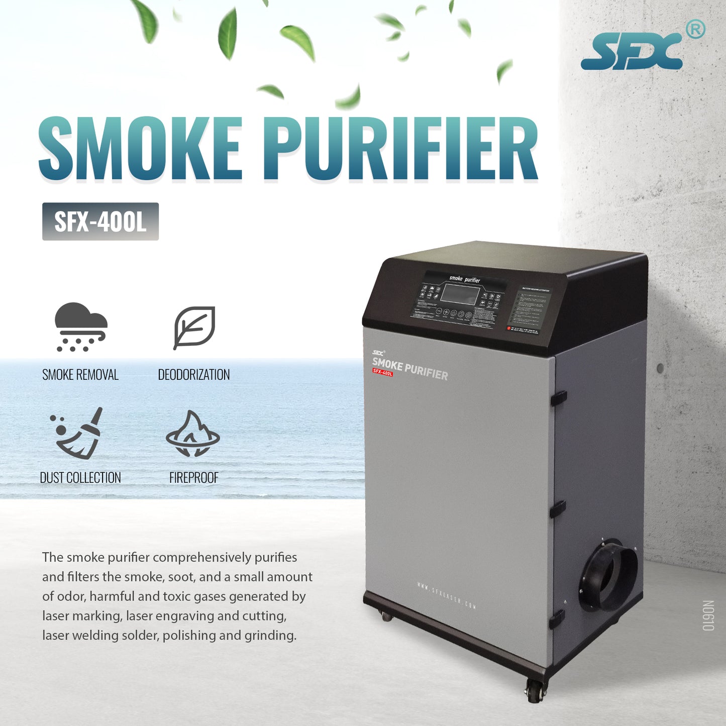 SFX-400L Smoke Purifier Fume Extractor for Laser Cleaning Machine/Laser Welder/Laser Engraver/Laser Cutting Machine