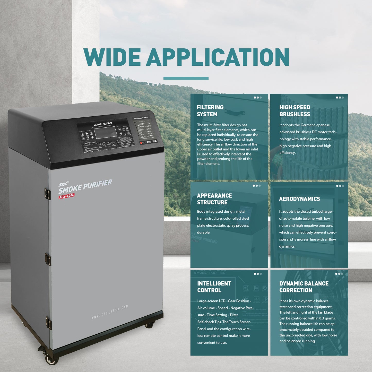 SFX-400L Smoke Purifier Fume Extractor for Laser Cleaning Machine/Laser Welder/Laser Engraver/Laser Cutting Machine