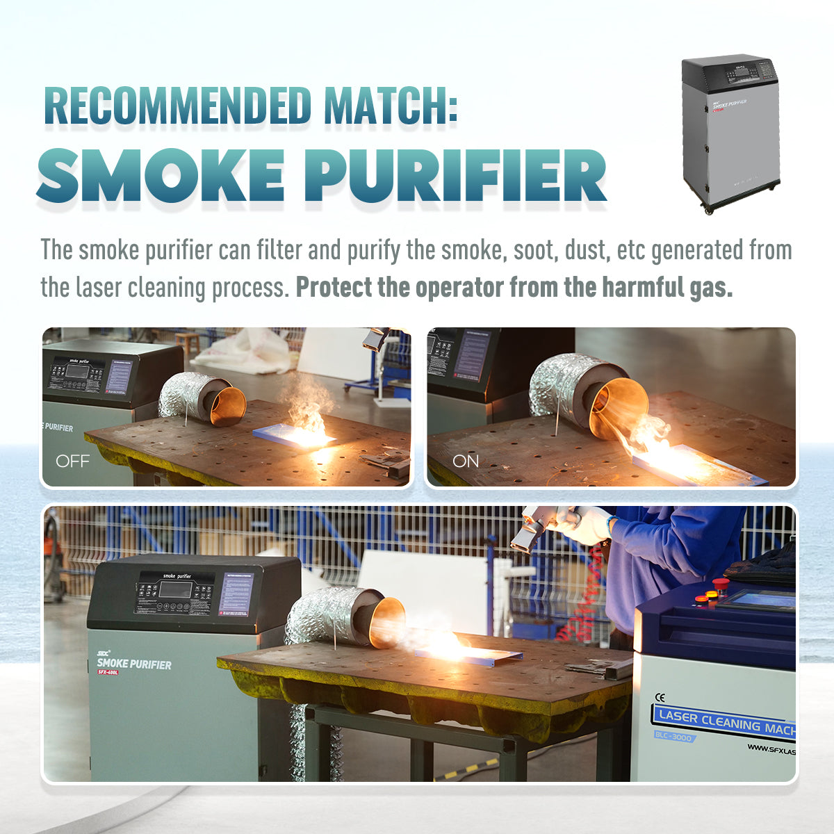 SFX 1.5KW/2KW/3KW Smart Interconnection Anti-Freeze MAX Laser Cleaning Machine Metal Rust Oxide Painting Oil Removal
