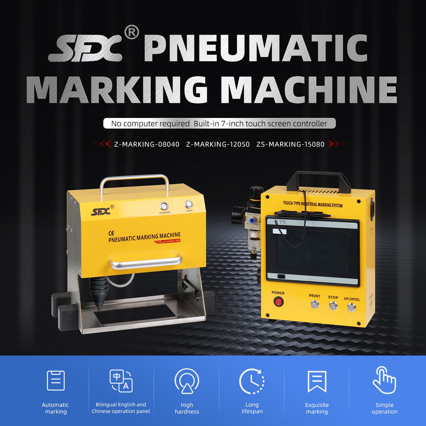 SFX Portable Pneumatic Dot Peen Marking Machine For Metal Engraving Chassis Number VIN Code Marking US Stock 95% New