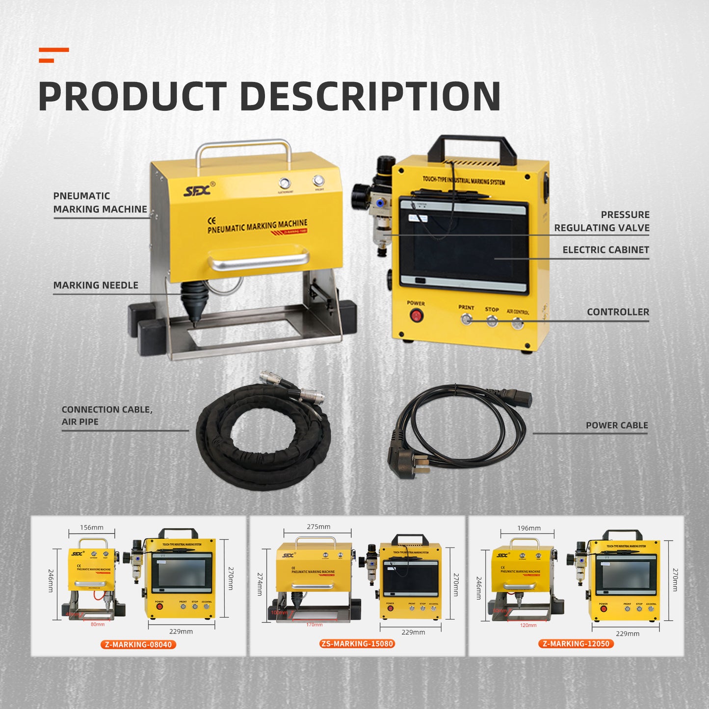SFX Portable Pneumatic Dot Peen Marking Machine For Metal Engraving Chassis Number VIN Code Marking US Stock 95% New