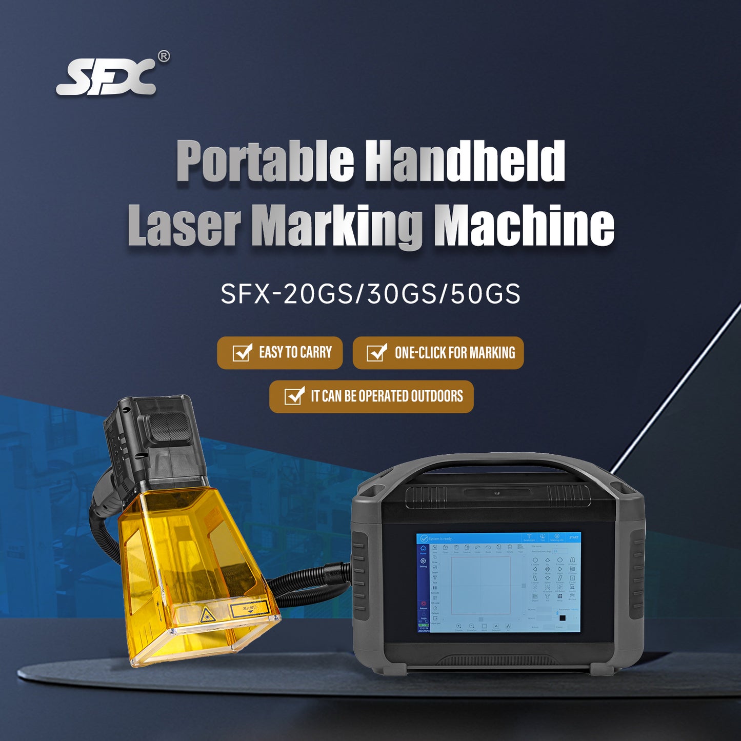 SFX 20W/30W/50W Portable Handheld Laser Marking Machine Metal Laser Engraver Maker Machine