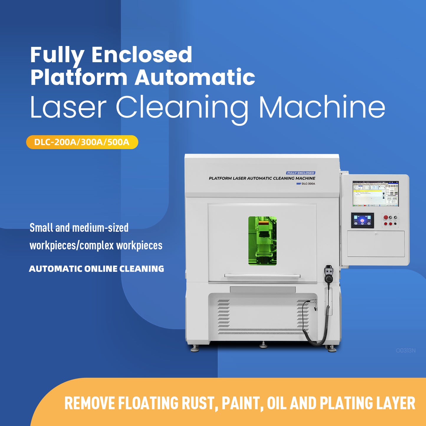 SFX Fully Enclosed Platform Automatic Laser Cleaning Machine, 300W/500W Automatic Online Laser Cleaner