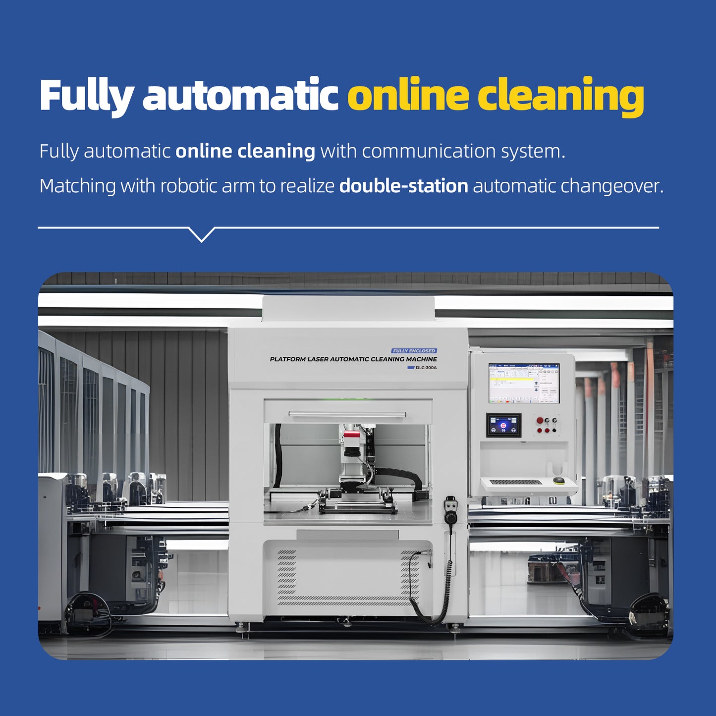 SFX Fully Enclosed Platform Automatic Laser Cleaning Machine, 300W/500W Automatic Online Laser Cleaner