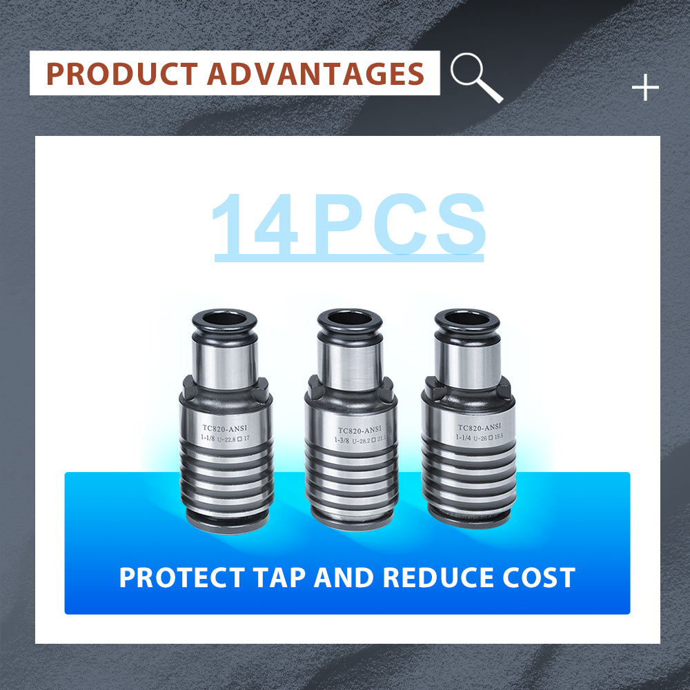 TC820 ANSI Tapping Collets for M36R Tapping Arm Machine Compatible for TC820 Collet Holder,14PCS