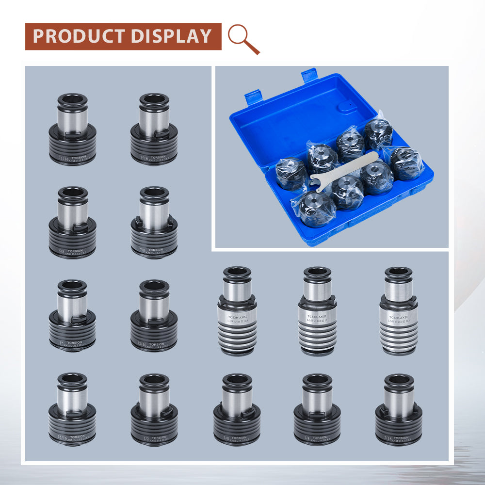 TC820 ANSI Tapping Collets for M36R Tapping Arm Machine Compatible for TC820 Collet Holder,14PCS