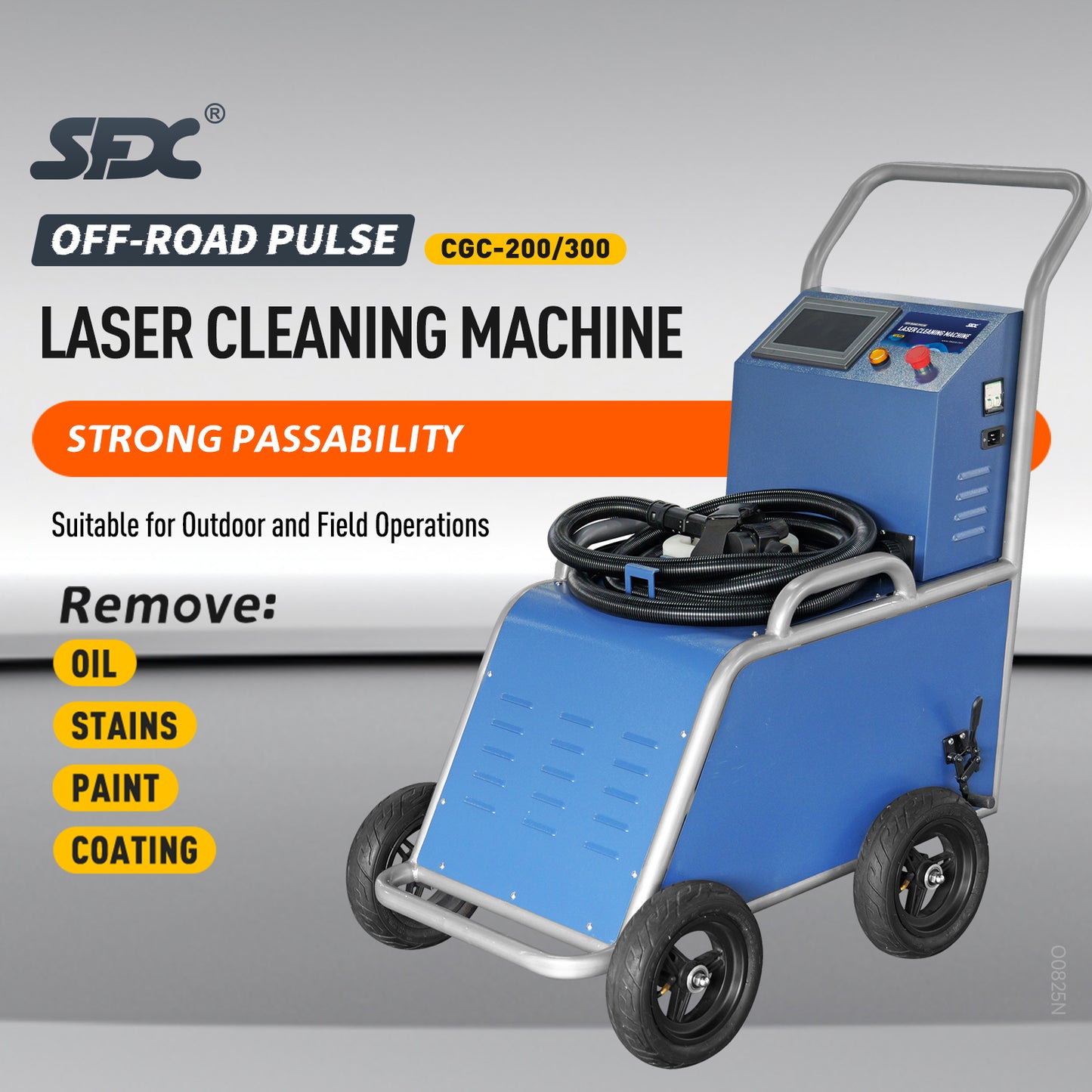 SFX 300W Off-Road Pulse Laser Cleaning Machine For Outdoor Field Oil Stains Paint Coating Remove