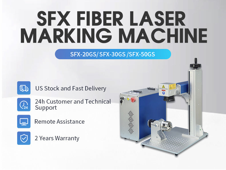 US Stock 50W JPT Fiber Laser Engraver Laser Marking Machine with 175mm Lens and D80 Rotary Axis