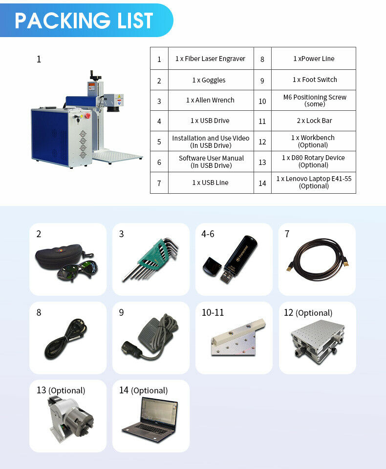 US Stock JPT 50W Fiber Laser Marking Machine Fiber Laser Engraver