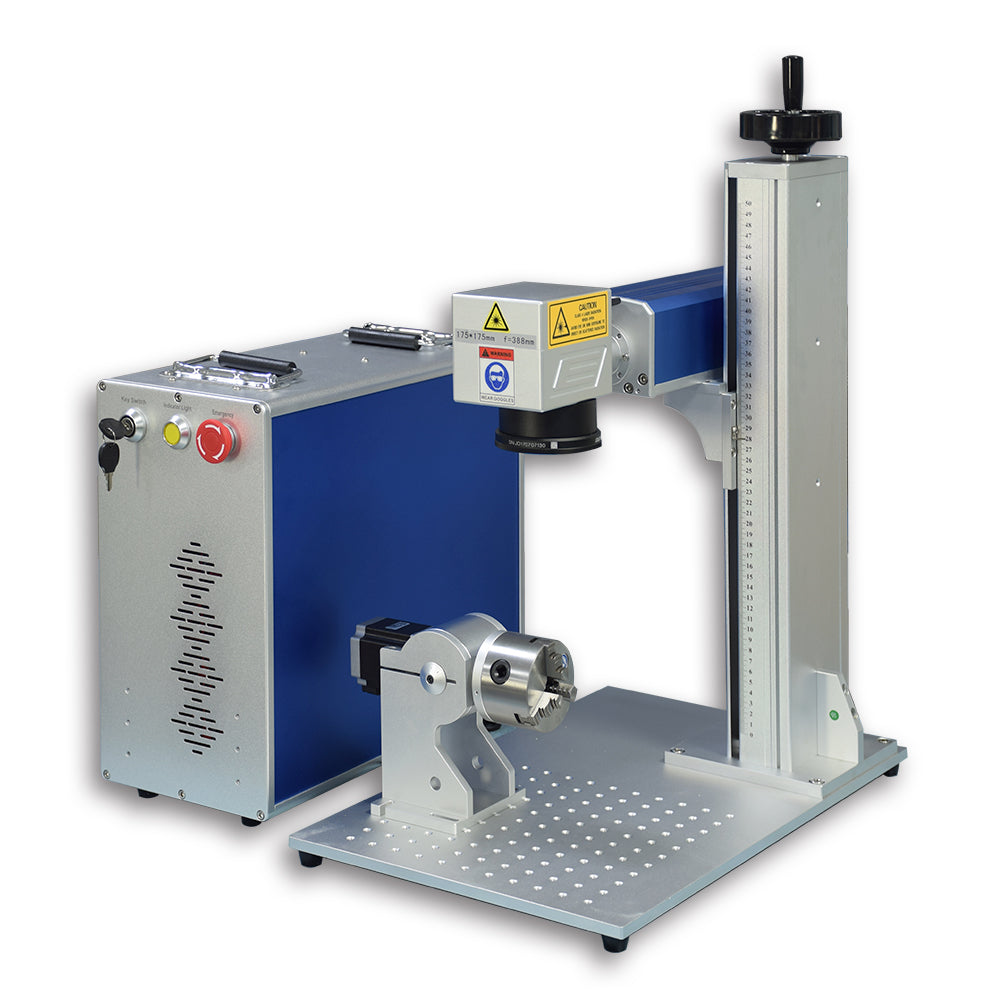 US Stock 50W JPT Fiber Laser Engraver Laser Marking Machine with 175mm Lens and D80 Rotary Axis