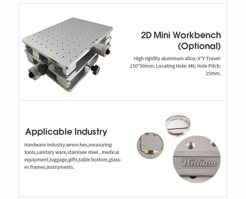 US Stock 50W JPT Fiber Laser Engraver Laser Marking Machine with 175mm Lens and D80 Rotary Axis