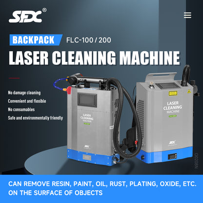 100W Used Backpack Laser Cleaning Machine with Battery Graffiti Metal Rust Oxide Painting Oil Removal