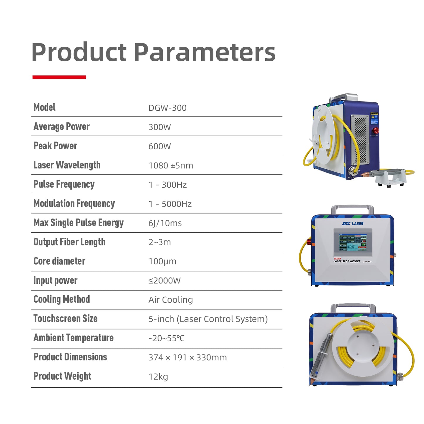 SFX 300W Portable Laser Spot Welder Air Cooled Fiber Cable High Precision and Energy Efficient Design