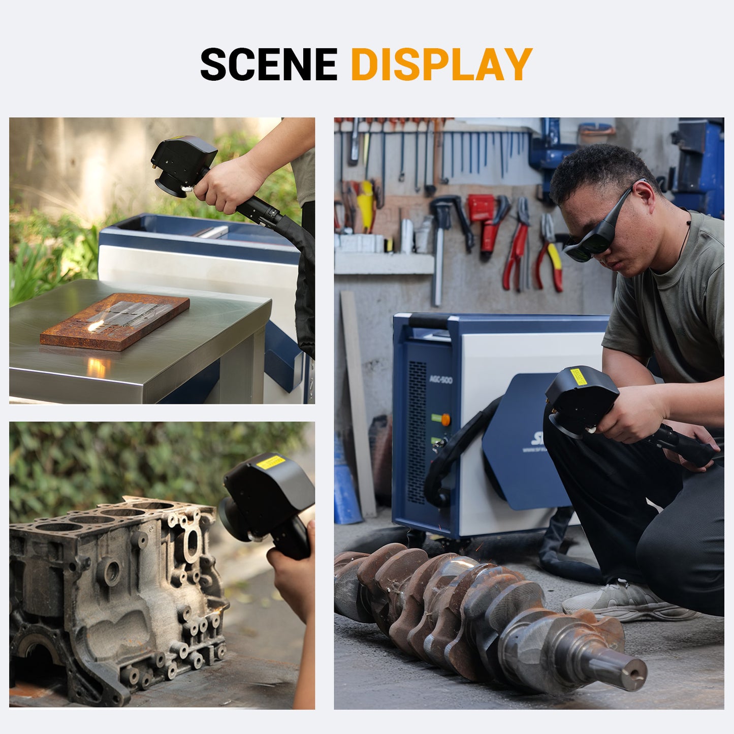 SFX 300W 500W Portable Air-cooled Pulse Laser Cleaning Machine Metal Wood Rust Paint Oil Oxide Layer Remover