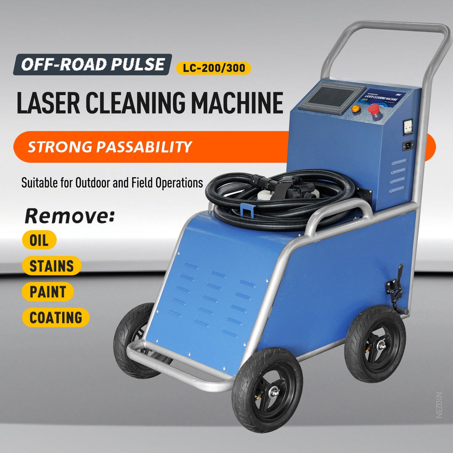 Off-Road Pulse Laser Cleaning Machine LC-200/300 For Outdoor Field Oil Stains Paint Coating Remove