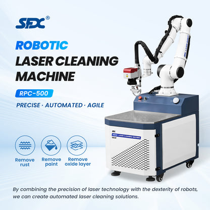 SFX 6-Axis Pulsed Robotic Laser Cleaning Machine Automatic Rust Oil Paint Coating Remover 500W