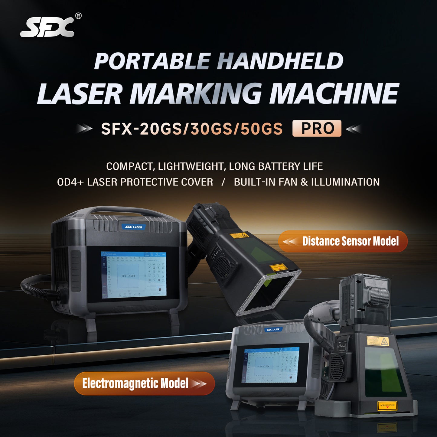 SFX 20W/30W/50W Portable Handheld Laser Marking Machine Metal PRO 100mm Marking Range Laser Engraver Maker Machine