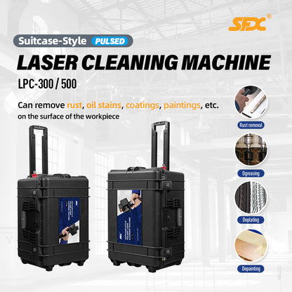 SFX 300W/500W Portable Suitcase-Style Pulse Laser Cleaning Machine Metal Rust Oxide Painting Graffiti Oil Remover