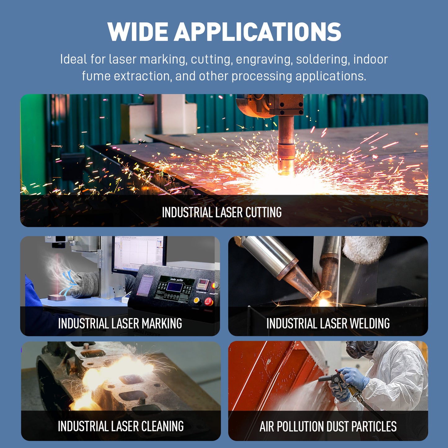 US Stock SP-1200 Smoke Purifier Fume Extractor for Laser Cleaning Machine/Laser Welder/Laser Engraver/Laser Cutting Machine