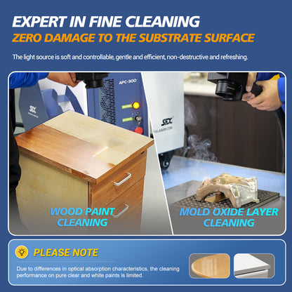 SFX 300W/500W Air-cooled Pulsed  Laser Cleaning Machine Specialized Wood Cleaning Metal Rust Paint Oil Coating Removal
