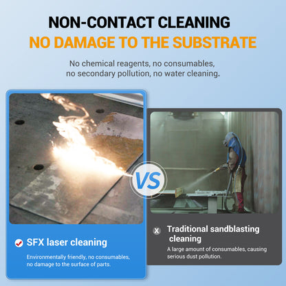 SFX 300W 500W Portable Air-cooled Pulse Laser Cleaning Machine Metal Wood Rust Paint Oil Oxide Layer Remover