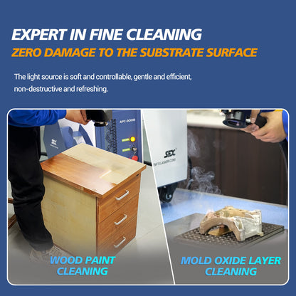 200W/300W Intelligent Interconnection Air-cooled Pulsed  Laser Cleaning Machine Specialized Wood Cleaning Wood Paint Remover