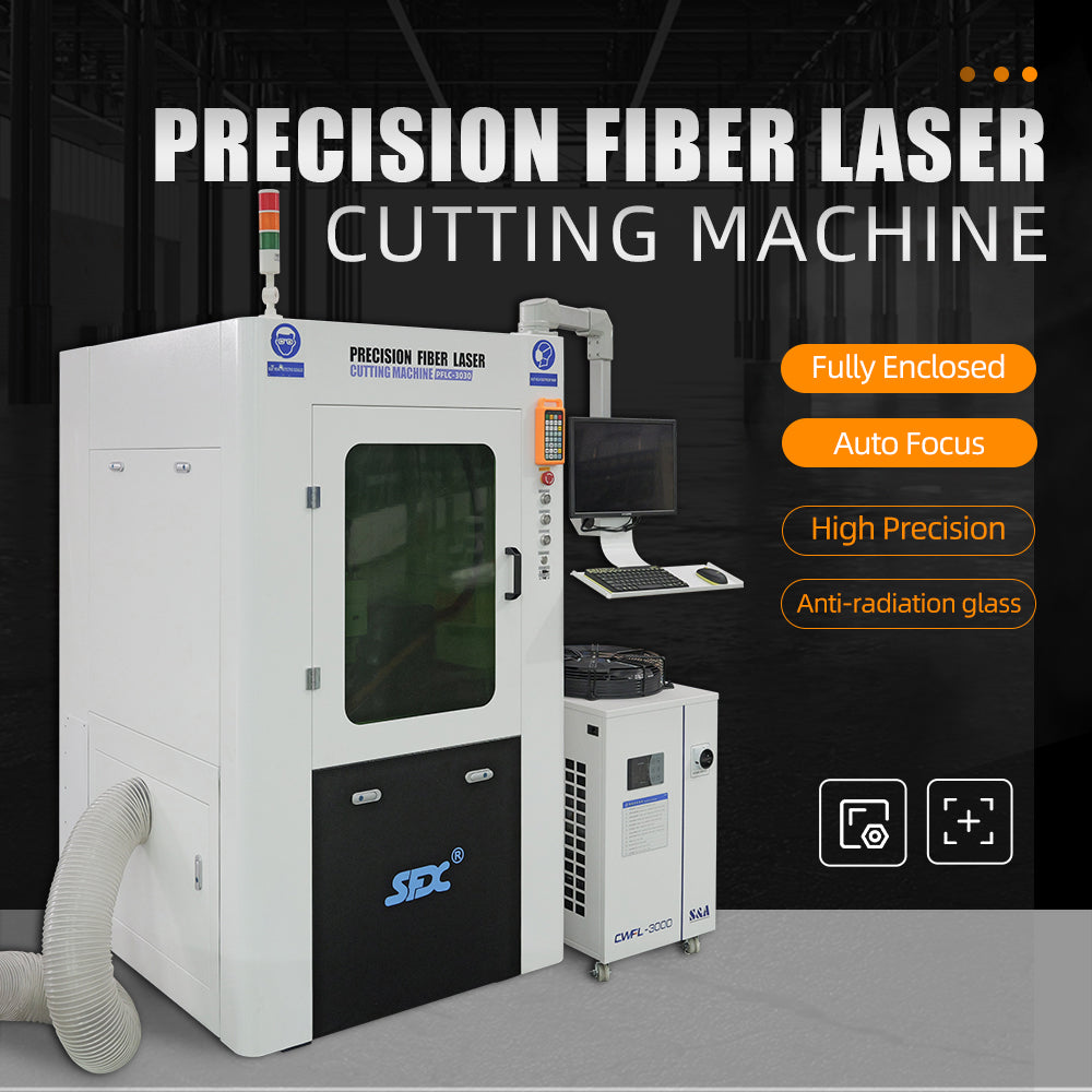 SFX 1000W/1500W Auto Focus Enclosed Fiber Laser Cutting Machine with Anti-radiation Glass Working Area 300*300mm