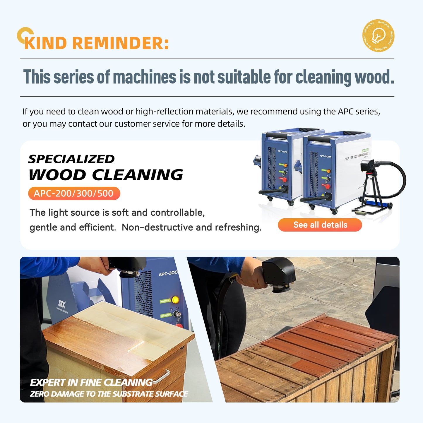 SFX 500W Portable Air-cooled Pulse Laser Cleaning Machine Metal Wood Rust Removal 90% New