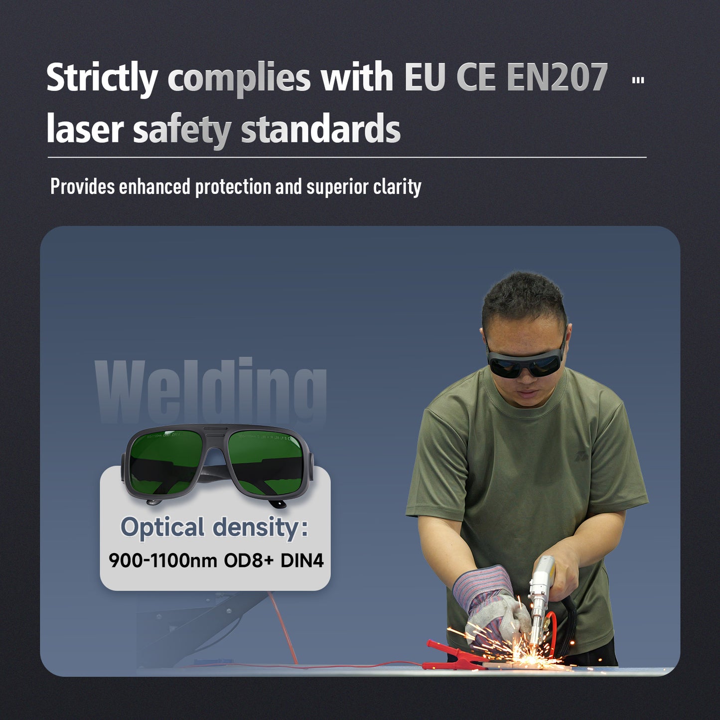 OD7+ OD8+ Laser Safety Glasses Goggles for Laser Cleaning Machine / Laser Welding Machine