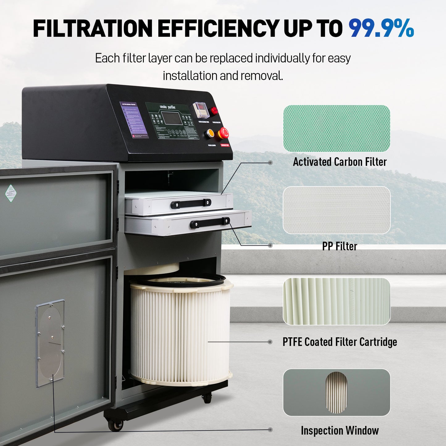 US Stock SP-1200 Smoke Purifier Fume Extractor for Laser Cleaning Machine/Laser Welder/Laser Engraver/Laser Cutting Machine