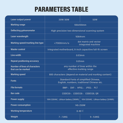 SFX 20W/30W/50W Portable Handheld Laser Marking Machine Metal PRO 100mm Marking Range Laser Engraver Maker Machine