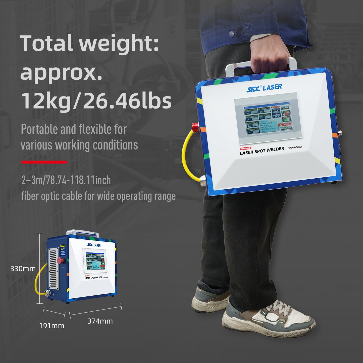 SFX 300W Portable Laser Spot Welder Air Cooled Fiber Cable High Precision and Energy Efficient Design