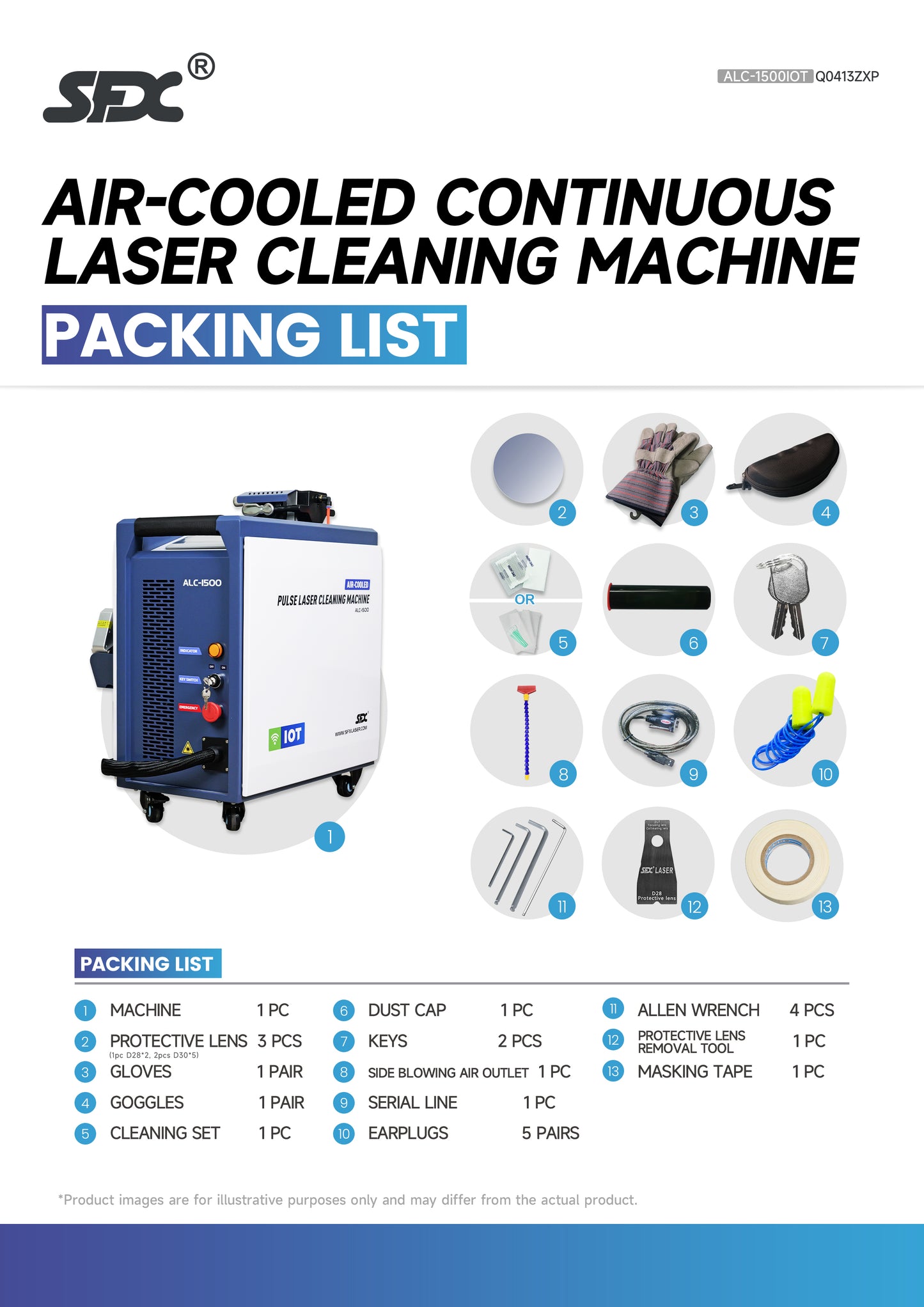 SFX 1500W Air-cooled Continuous Laser Cleaning Machine Rust Paint Oil Stain Removal