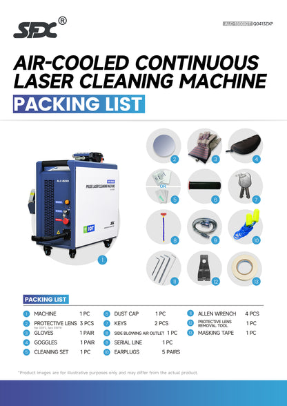 SFX 1500W Air-cooled Continuous Laser Cleaning Machine Rust Paint Oil Stain Removal
