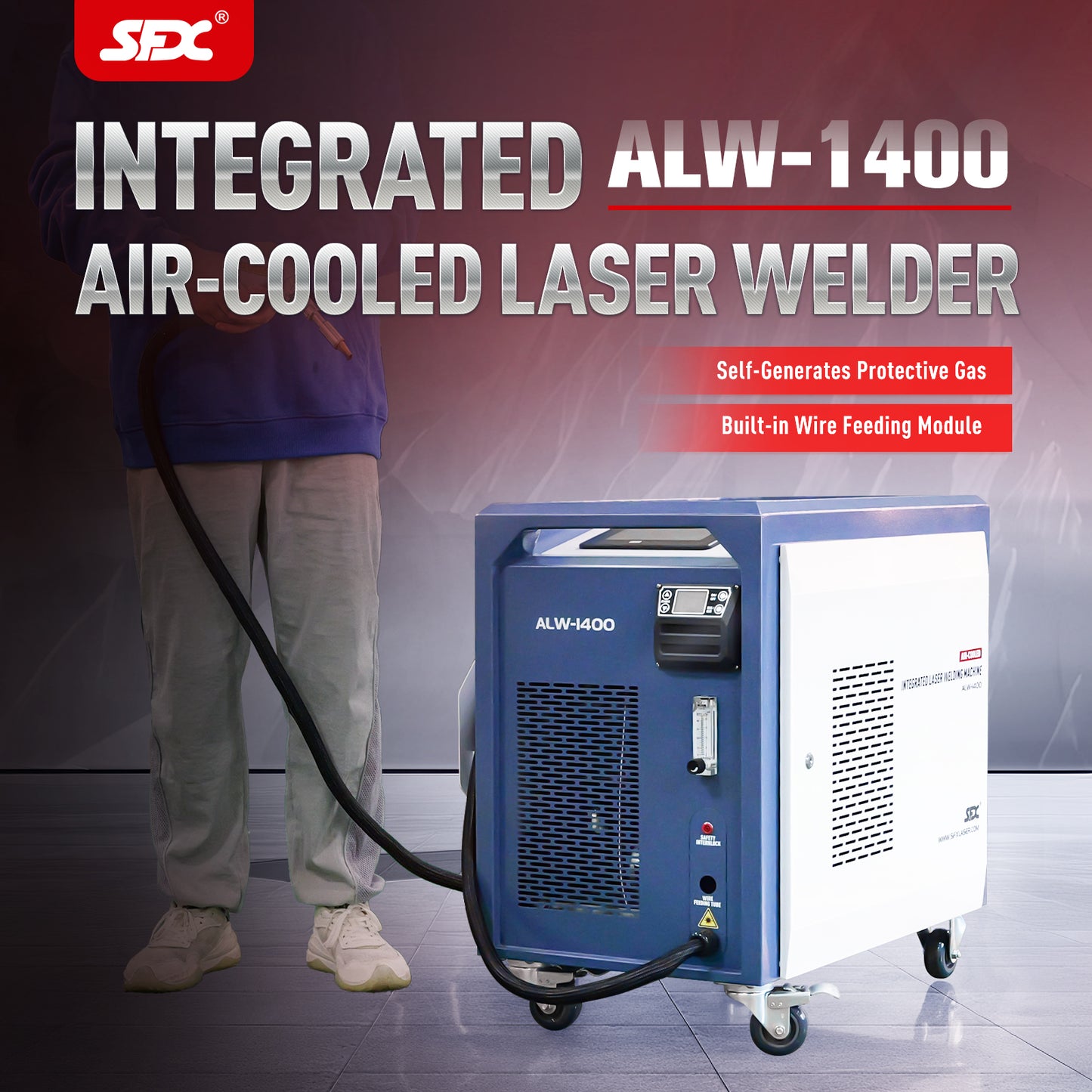 SFX 1400W Handheld Laser Welding Machine Built-in Wire Feeder Self-generated Shielding Gas