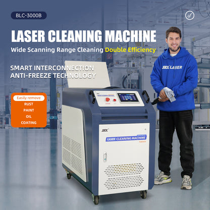 Smart Interconnection&Anti-Freeze Technology 3000W Wide Scanning  Double Efficiency Laser Cleaning Machine Rust Paint Oil Coating Removal