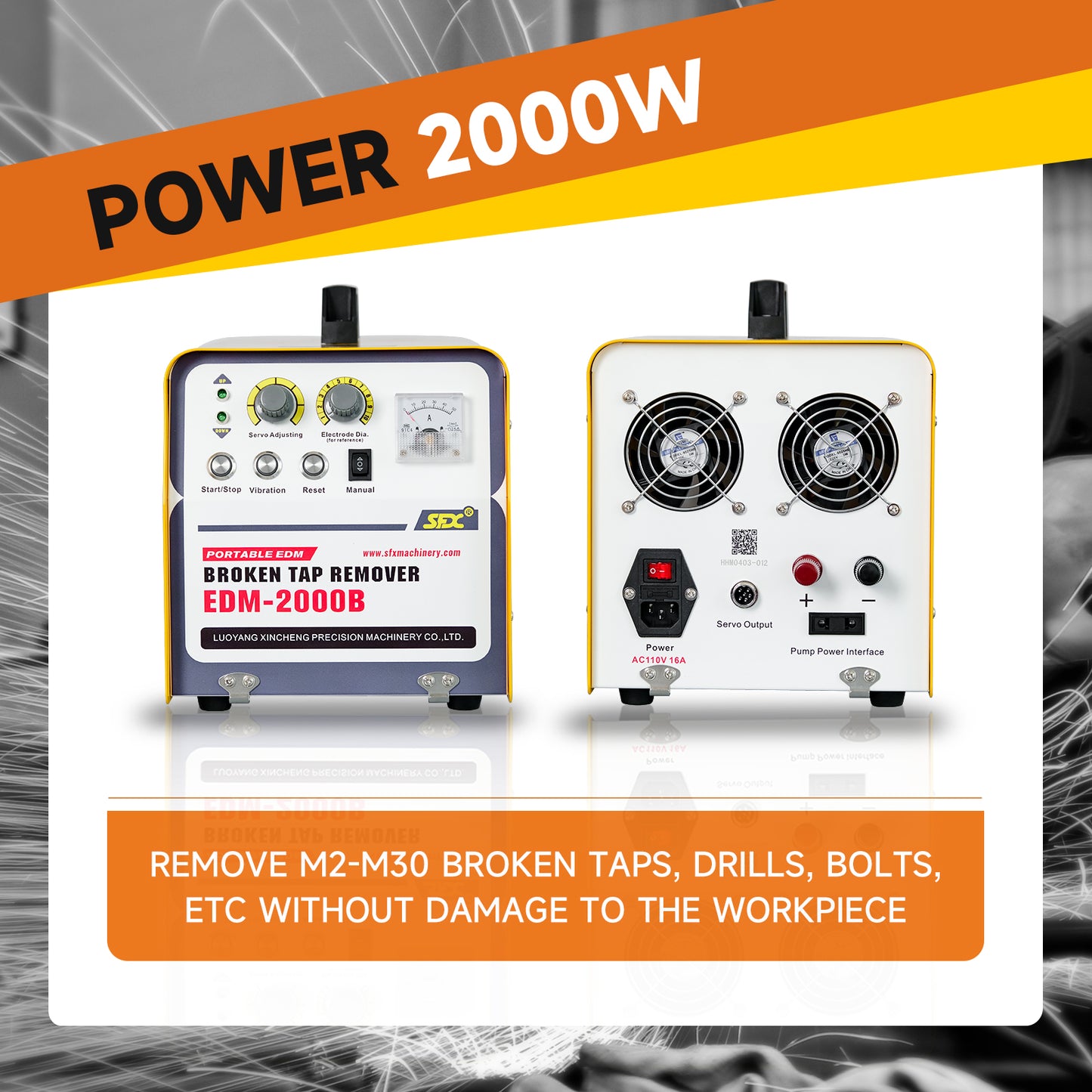 EDM-2000B Portable EDM Broken Tap Remover EDM Spark Erosion Machine Tap Burner Depth Setting Auto Return，US Stock 2000W 110V