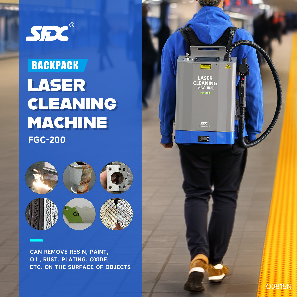 SFX 200W Backpack Pulse Laser Cleaning Machine Metal Rust Paint Oil Oxide Removal Machine